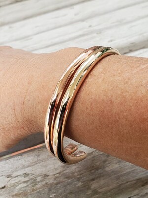 Smooth Chunky Stacking Bangle Bracelet | Create Your Set of Heavy Bangles from Copper or Bronze - image1